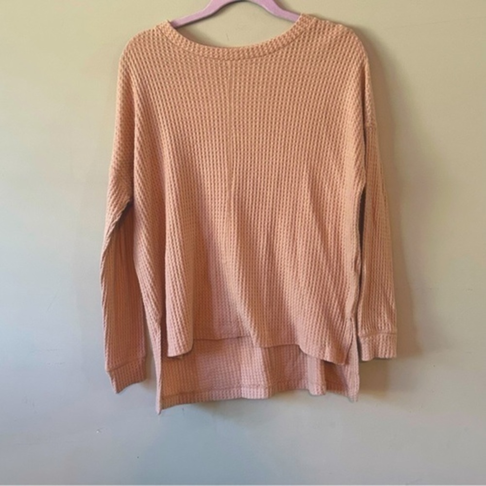 🔴EUC American Eagle Oversize Waffle Long-Sleeve blush in color pink size small